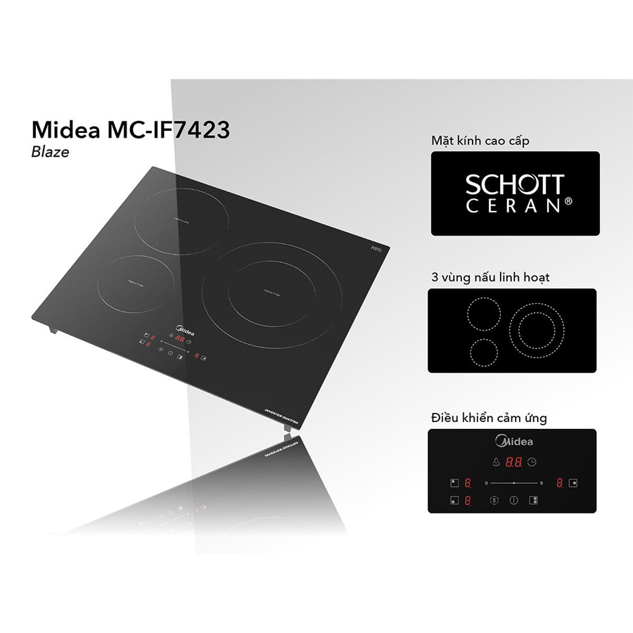 Bếp điện từ ba vùng nấu Midea MC-IT7423, 7400W